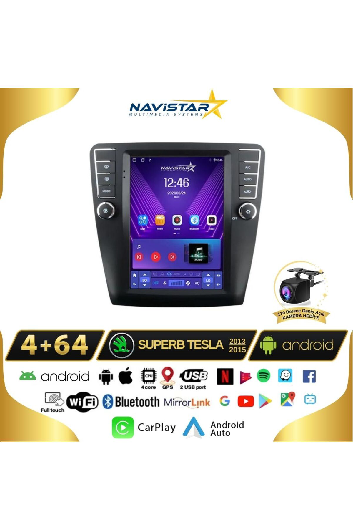 Skoda Superb Tesla 4gb 64gb 2013-2019 Model Kablosuz Carplay Navi Skoda Superb Tesla 4gb 64gb 2013-2019 Model Kablosuz Carplay Navi