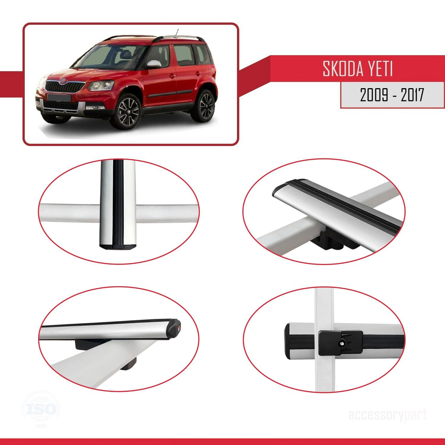 Skoda Yeti 2009-2017 Arası  ile uyumlu Basic Model Ara Atkı Tavan