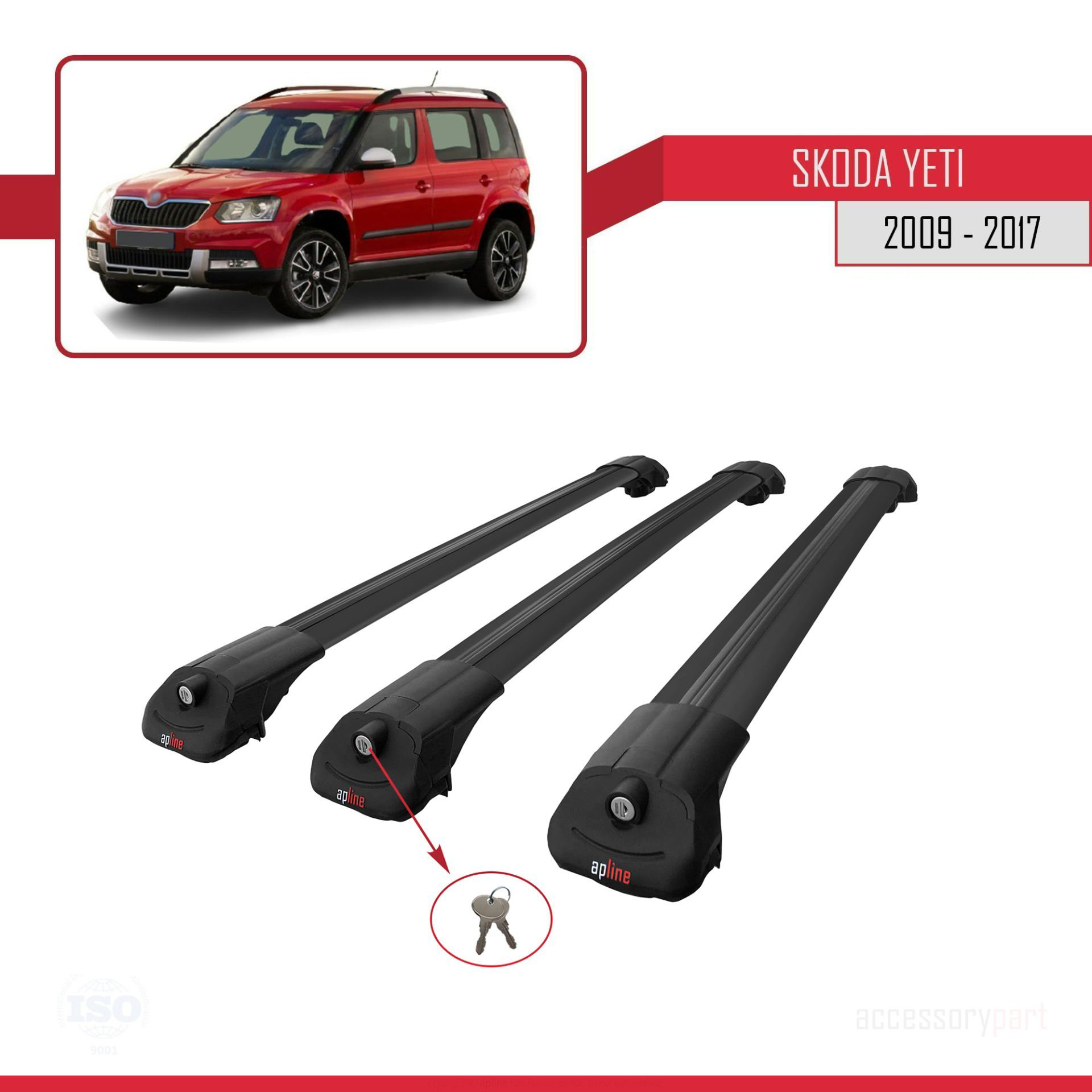 Skoda Yeti 2009-2017 Arası  ile uyumlu ACE-1 Ara Atkı Tavan Barı 