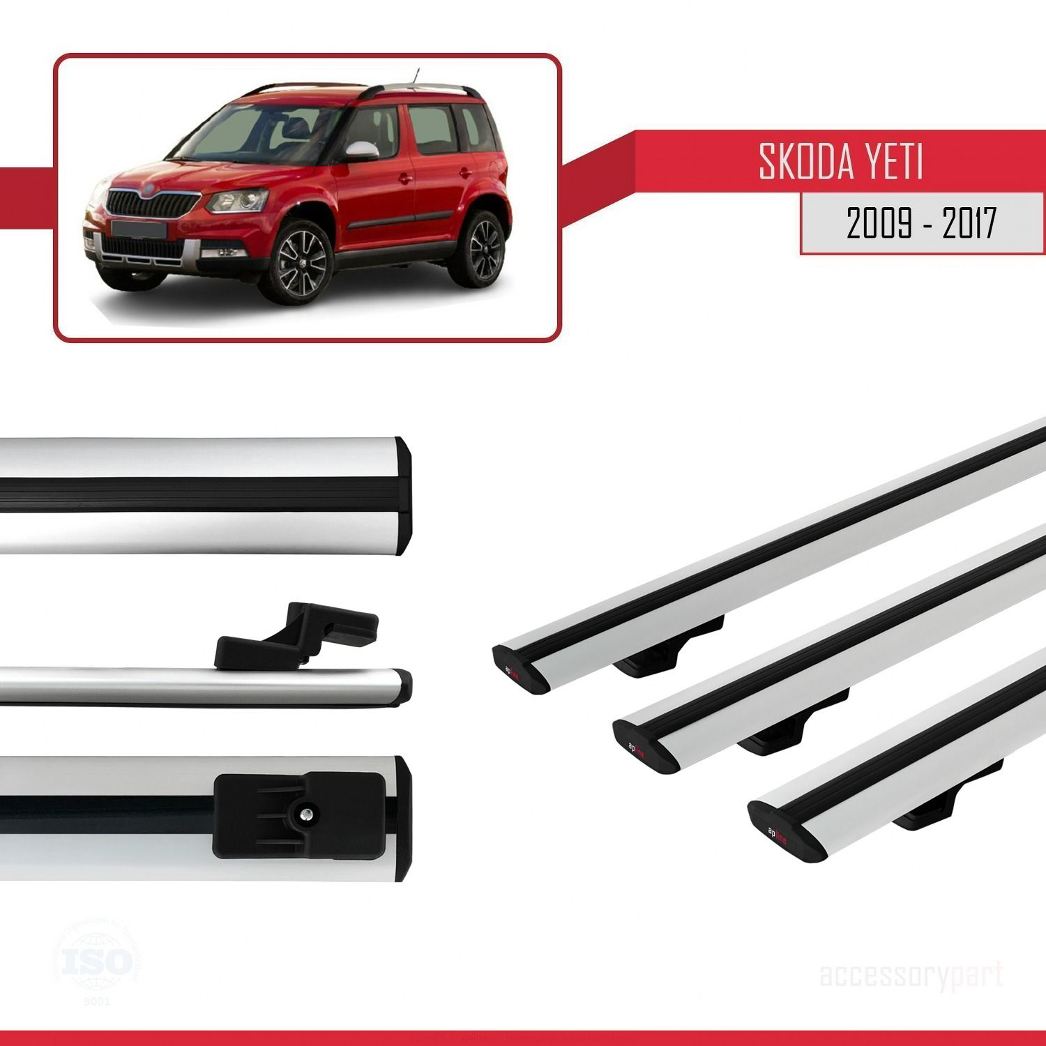 Skoda Yeti 2009-2017 Arası  ile uyumlu Basic Model Ara Atkı Tavan