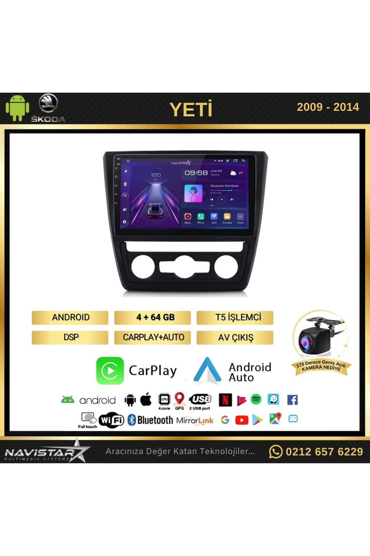 Skoda Yeti 4gb 64gb 2009-2014 Model Android 13 Kablosuz Carplay Navigasyon Multimedya Sistemi Skoda Yeti 4gb 64gb 2009-2014 Model Android 13 Kablosuz Carplay Navigasyon Multimedya Sistemi
