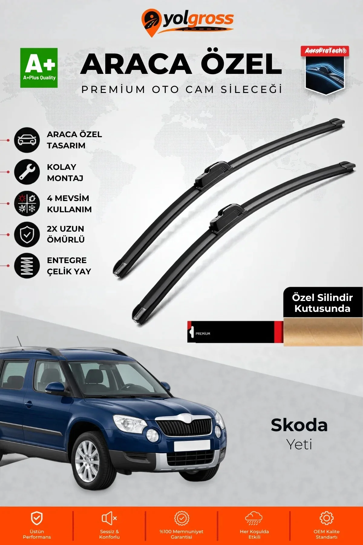 Skoda Yeti Ön Cam Silecek Seti 2009-2017 Premium Araca Özel 60-48 Cm A+ Kalite