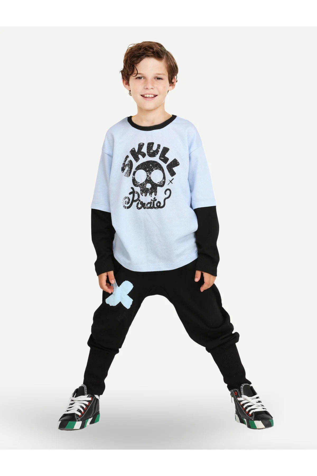 Skull Pirate Oversize T-shirt + Baggy Pantolon Takım