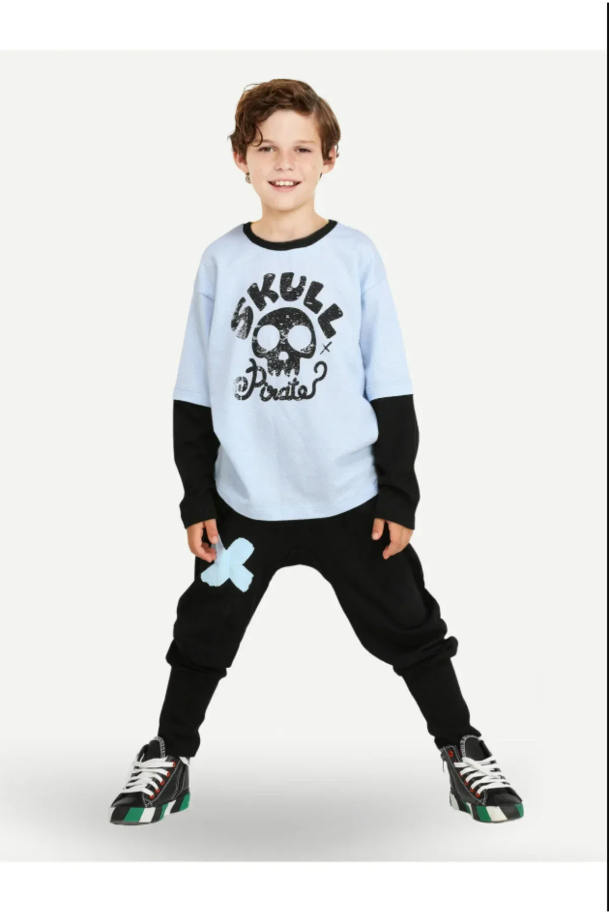 Skull Pirate Oversize T-shirt + Baggy Pantolon Takım - Görsel 4