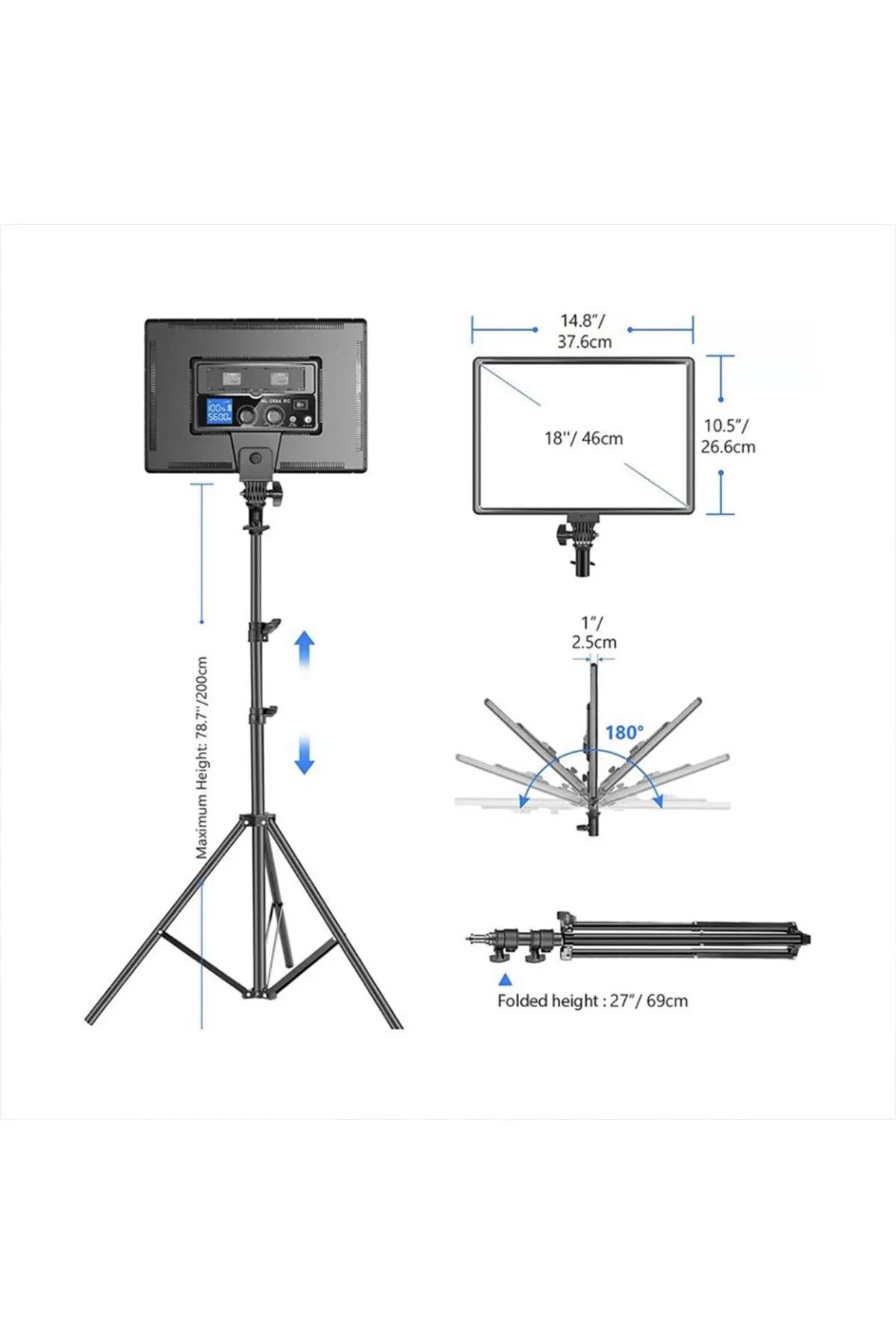 ,sl-288a Soft Light Video Fotoğraf Soft Işık,2 Metre Döküm Ayaklı