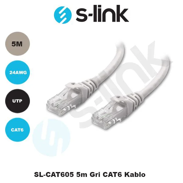 SL-CAT605 SL-CAT605 5m CAT6 Kablo GRI SL-CAT605 SL-CAT605 5m CAT6 Kablo GRI