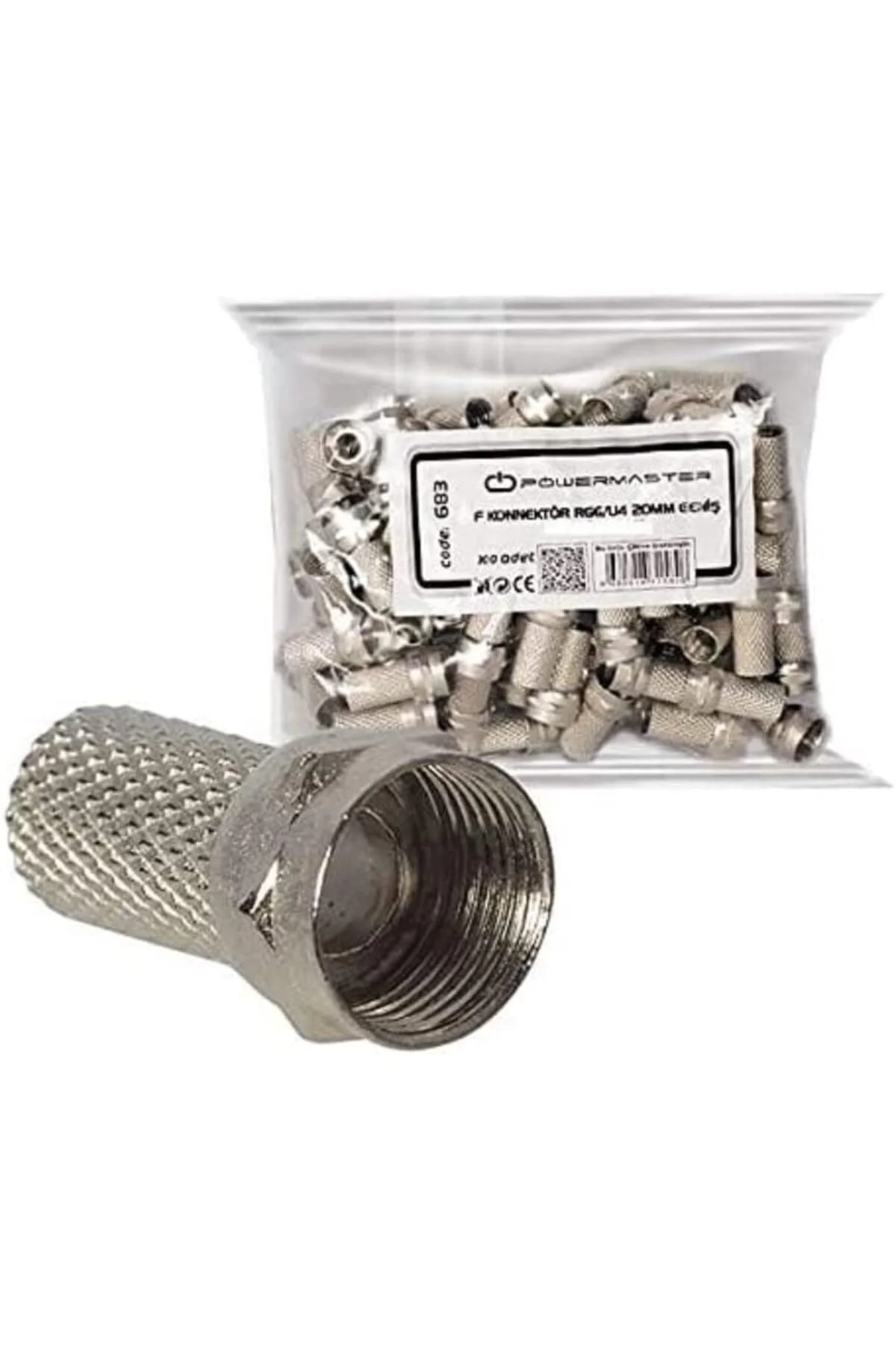 Sl-F186 18Mmx8 Rg6 50 Li Paket Erkek Connector, Beyaz