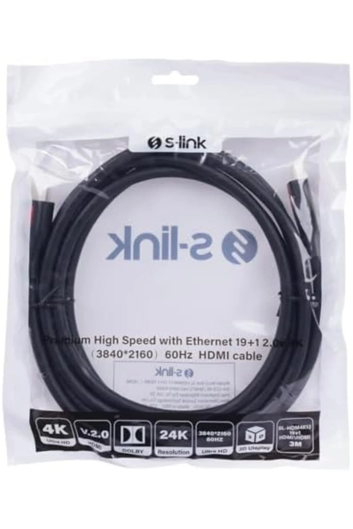 SL-HDM4K13 19+1 HDMI to HDMI 3m v2.0 4K (3840 * 2160) 60Hz Kablo 