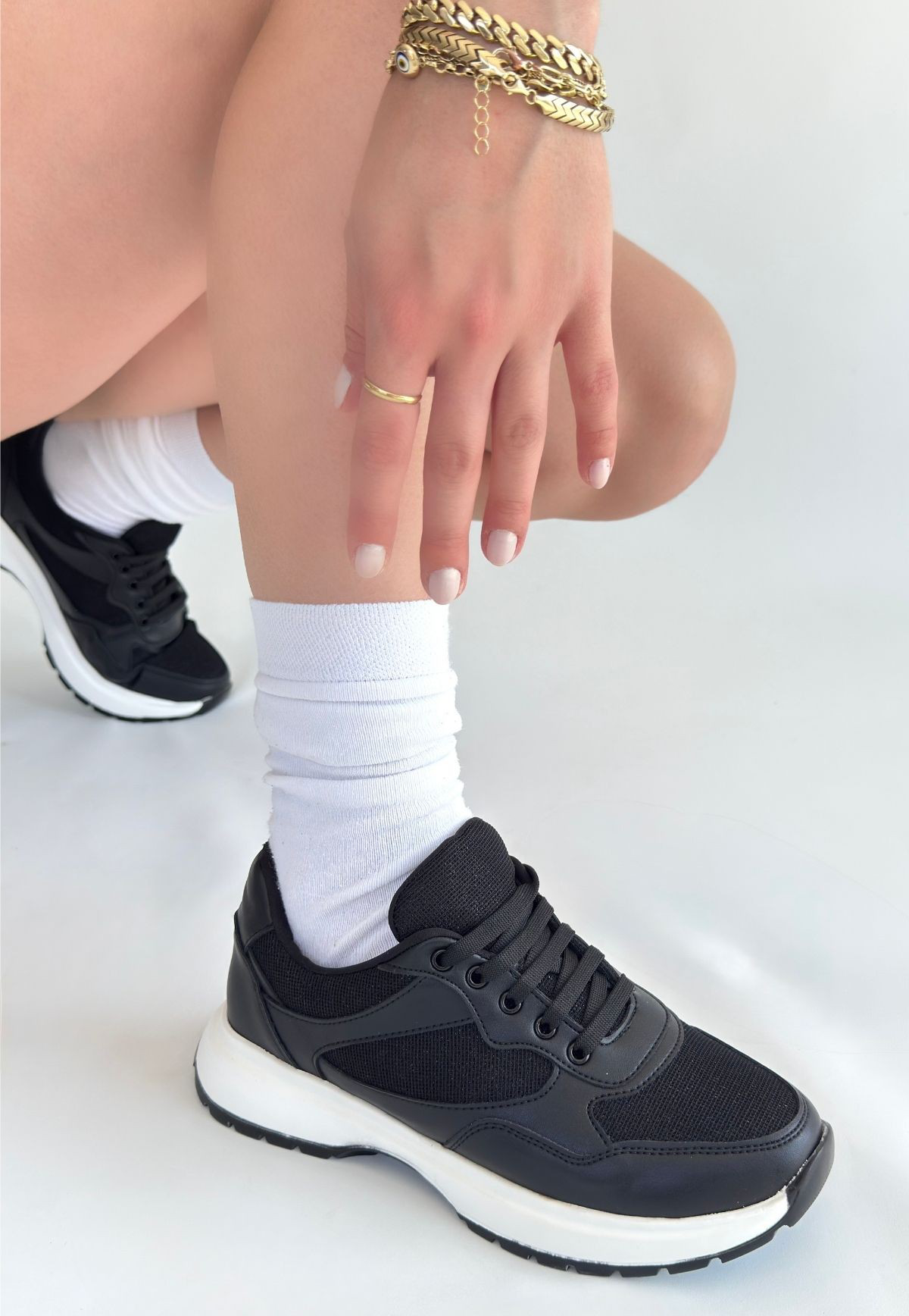 Slar Siyah Cilt Bağcıklı Spor Ayakkabı Slar Siyah Cilt Bağcıklı Spor Ayakkabı