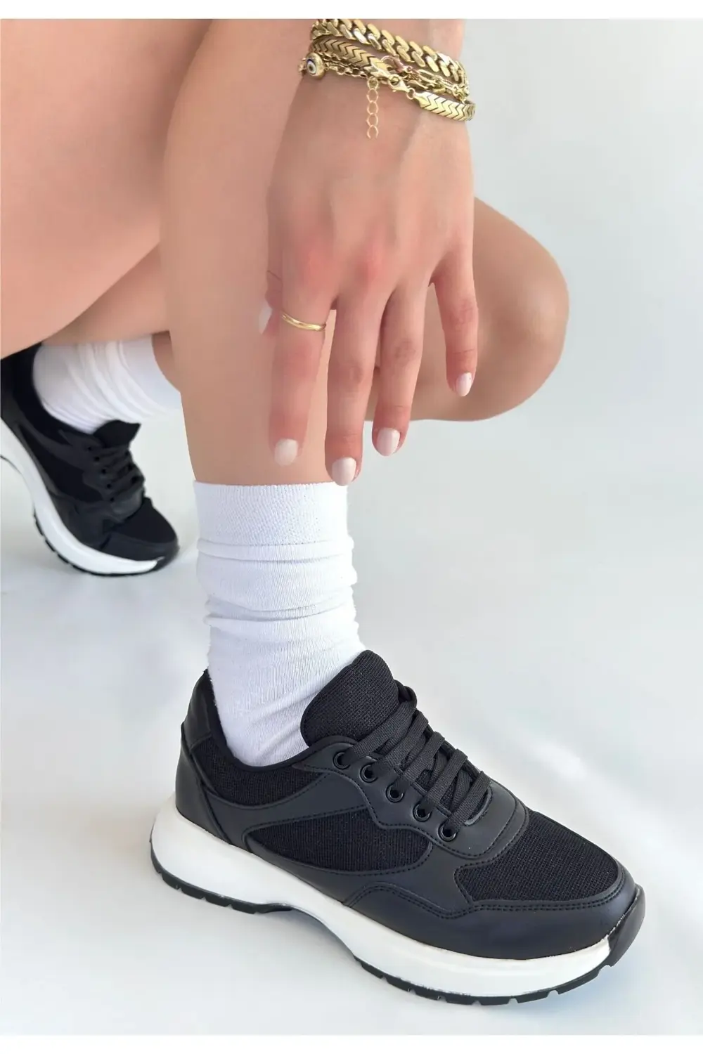 Slar Siyah Cilt Bağcıklı Spor Ayakkabı Slar Siyah Cilt Bağcıklı Spor Ayakkabı