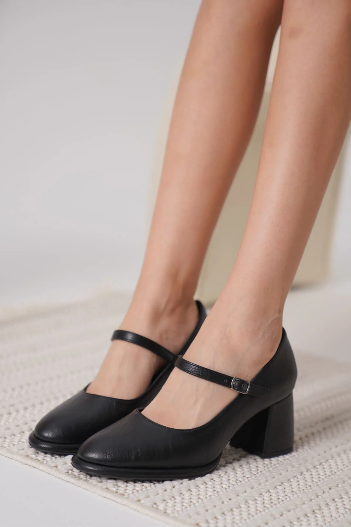 Slay Siyah Cilt Kadın Topuklu Ayakkabı