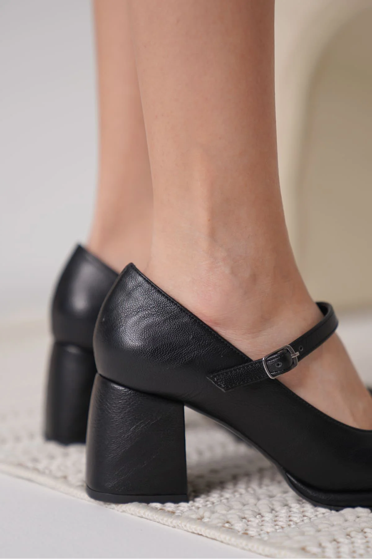 Slay Siyah Cilt Kadın Topuklu Ayakkabı