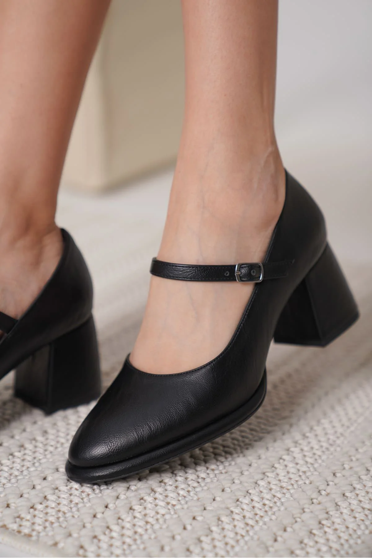 Slay Siyah Cilt Kadın Topuklu Ayakkabı