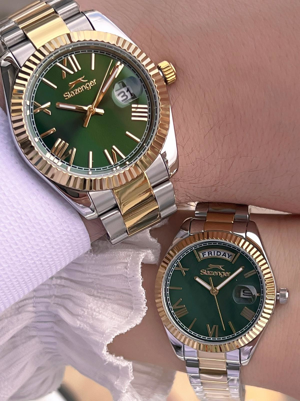 Slazenger Bay Ve Bayan Çelik Kordon Çiftlere Özel 10 Atm Suya Day