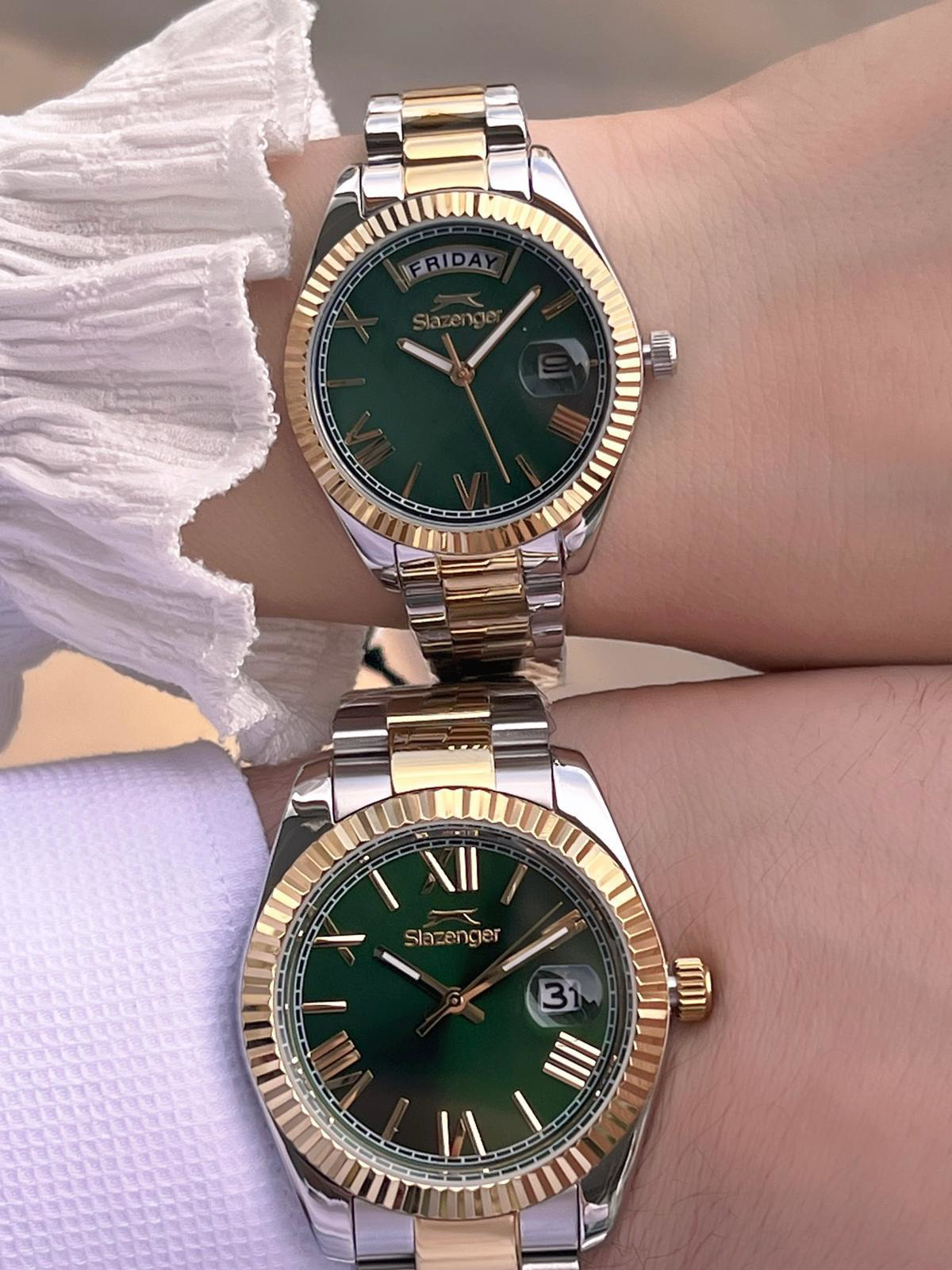 Slazenger Bay Ve Bayan Çelik Kordon Çiftlere Özel 10 Atm Suya Day
