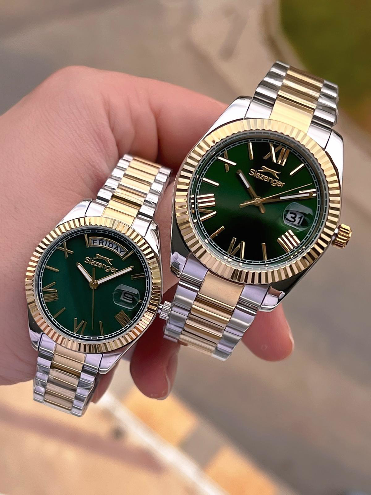 Slazenger Bay Ve Bayan Çelik Kordon Çiftlere Özel 10 Atm Suya Day