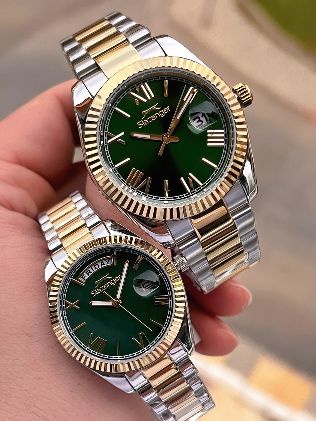 Slazenger Bay Ve Bayan Çelik Kordon Çiftlere Özel 10 Atm Suya Day