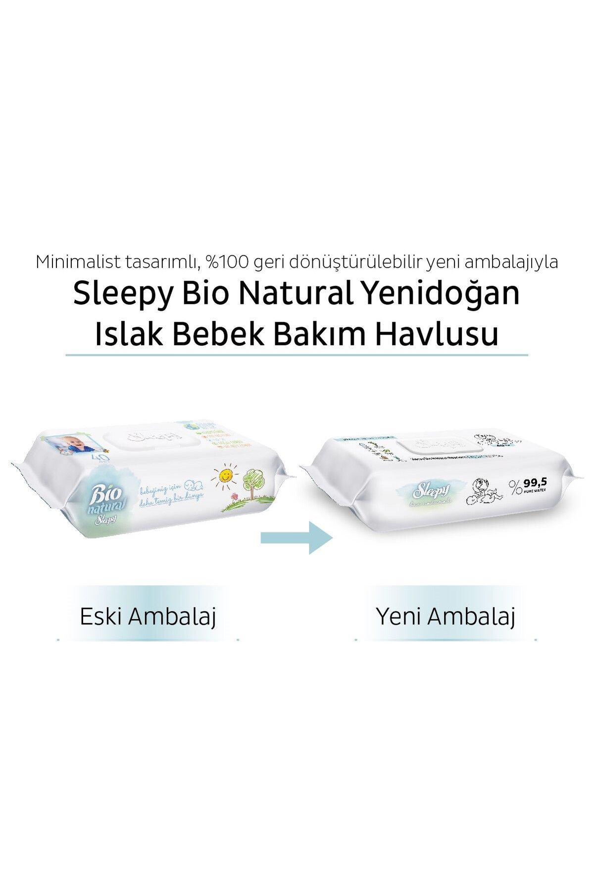 Sleepy Bio Natural Yenidoğan Islak Bebek Bakım Havlusu 6x40 (240 