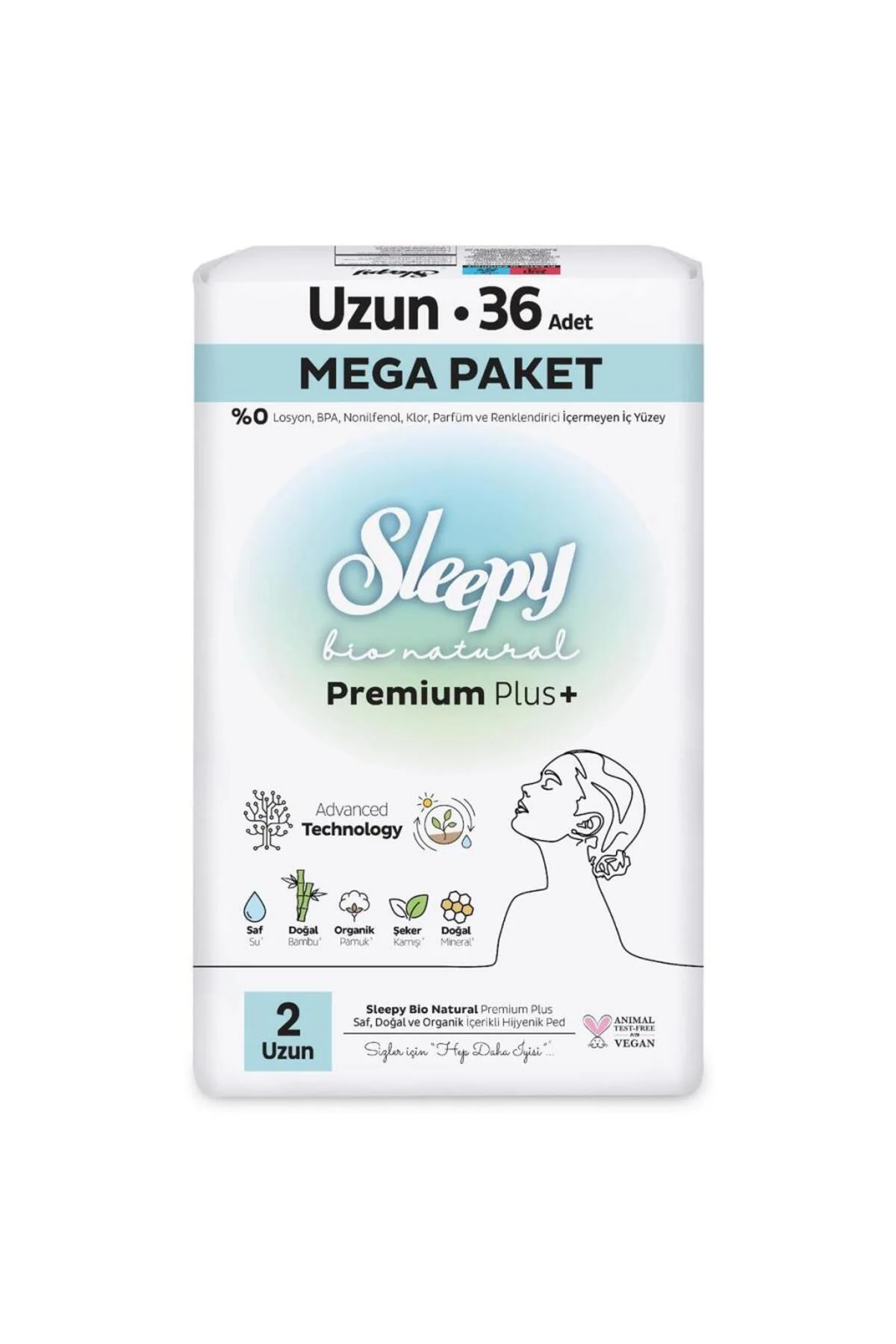Sleepy Bio Natural Premium Plus Mega Uzun Ped 36 Adet