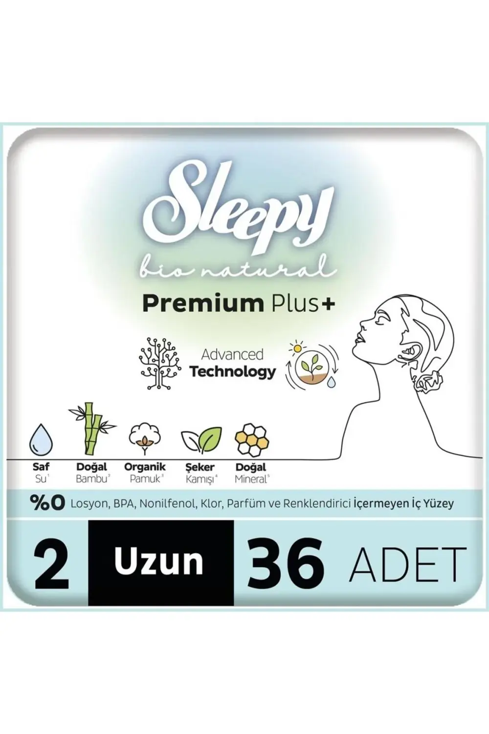 Sleepy Bio Natural Premium Plus Mega Uzun Ped 36 Adet