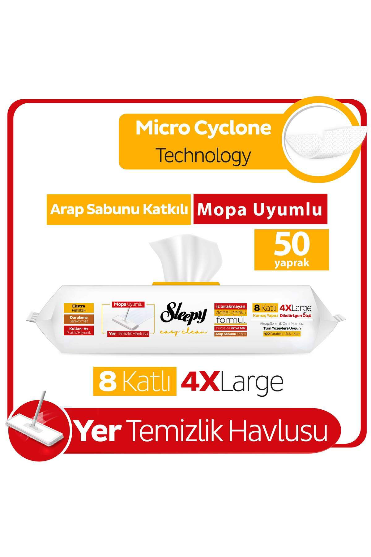 Sleepy Easy Clean Arap Sabunu Katkılı Mopa Uyumlu Yer Temizlik Ha