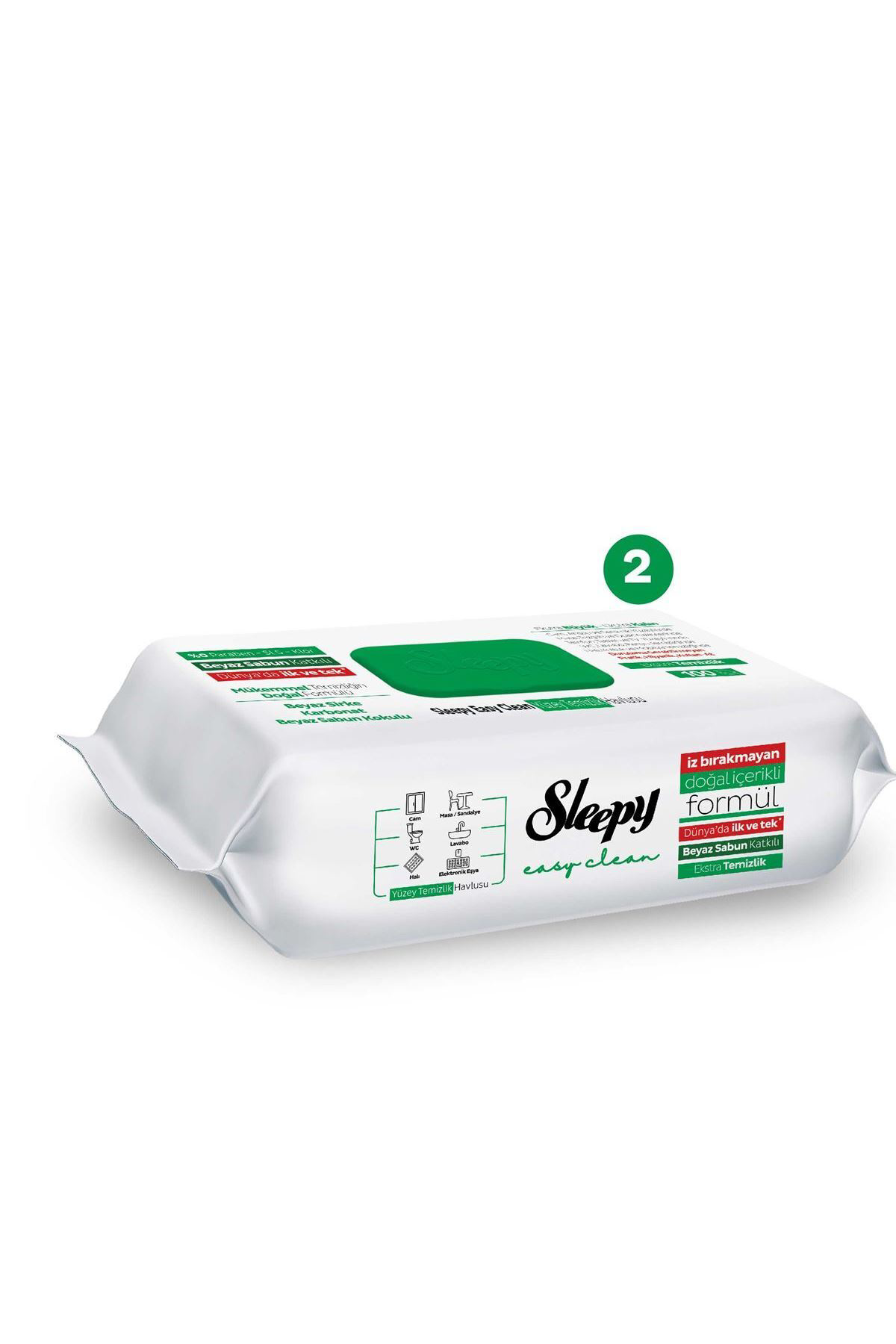 Sleepy Easy Clean Beyaz Sabun Katkılı Yüzey Temizlik Havlusu 2X10