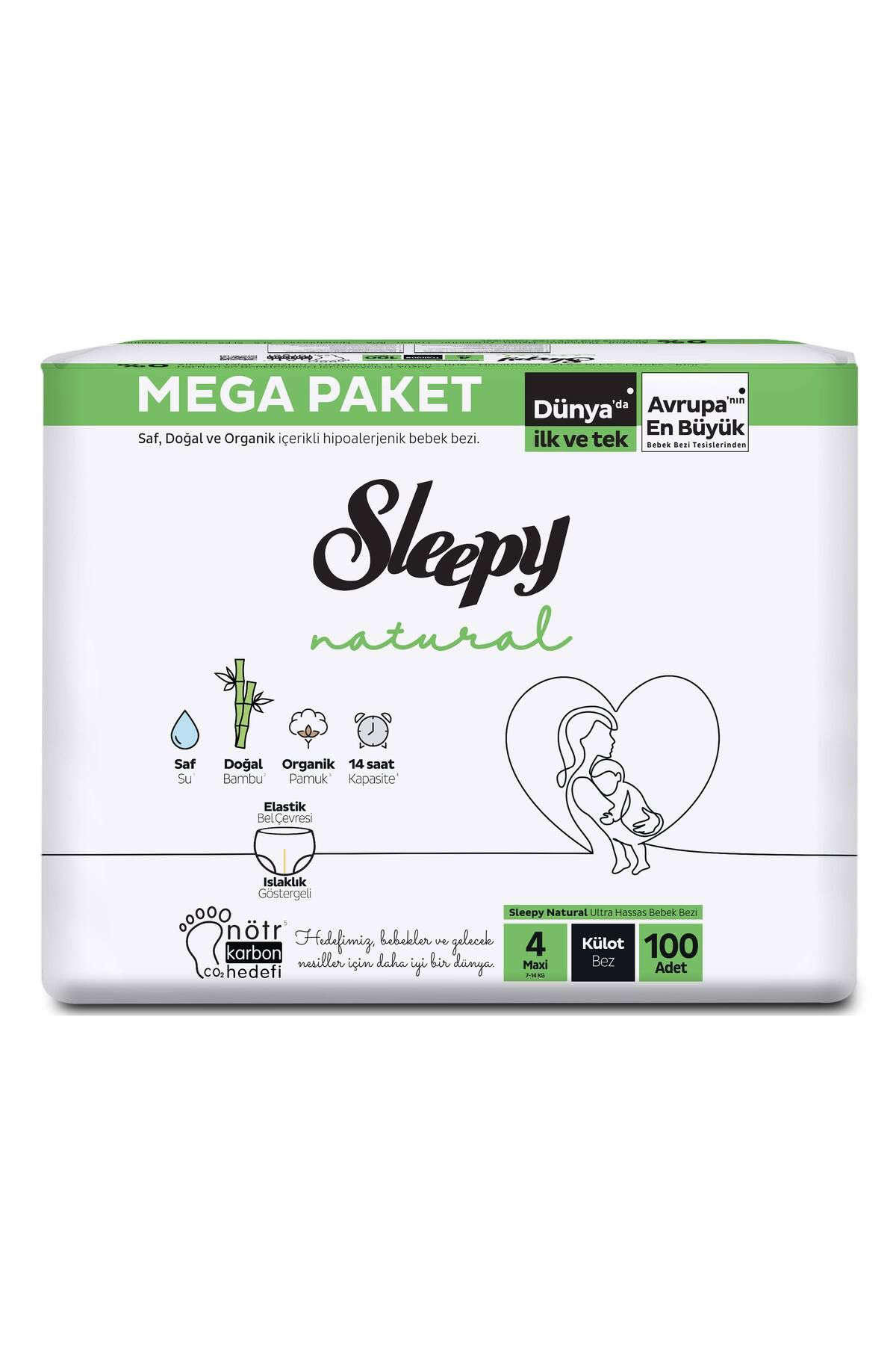 Sleepy Natural Külot Bez 4 Numara Maxi Mega Fırsat Paketi 100 Ade