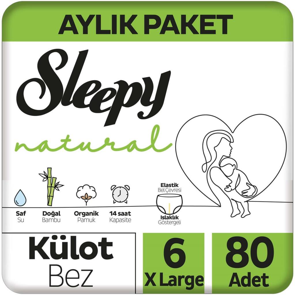 Sleepy Natural Külot Bez Mega Paket 6 Beden 15-25 Kg 80 Adet Sleepy Natural Külot Bez Mega Paket 6 Beden 15-25 Kg 80 Adet