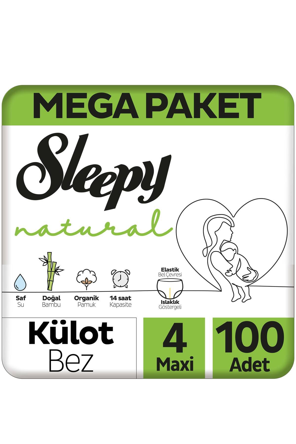 Sleepy Natural Külot Bez 4 Numara Maxi Mega Fırsat Paketi 100 Ade