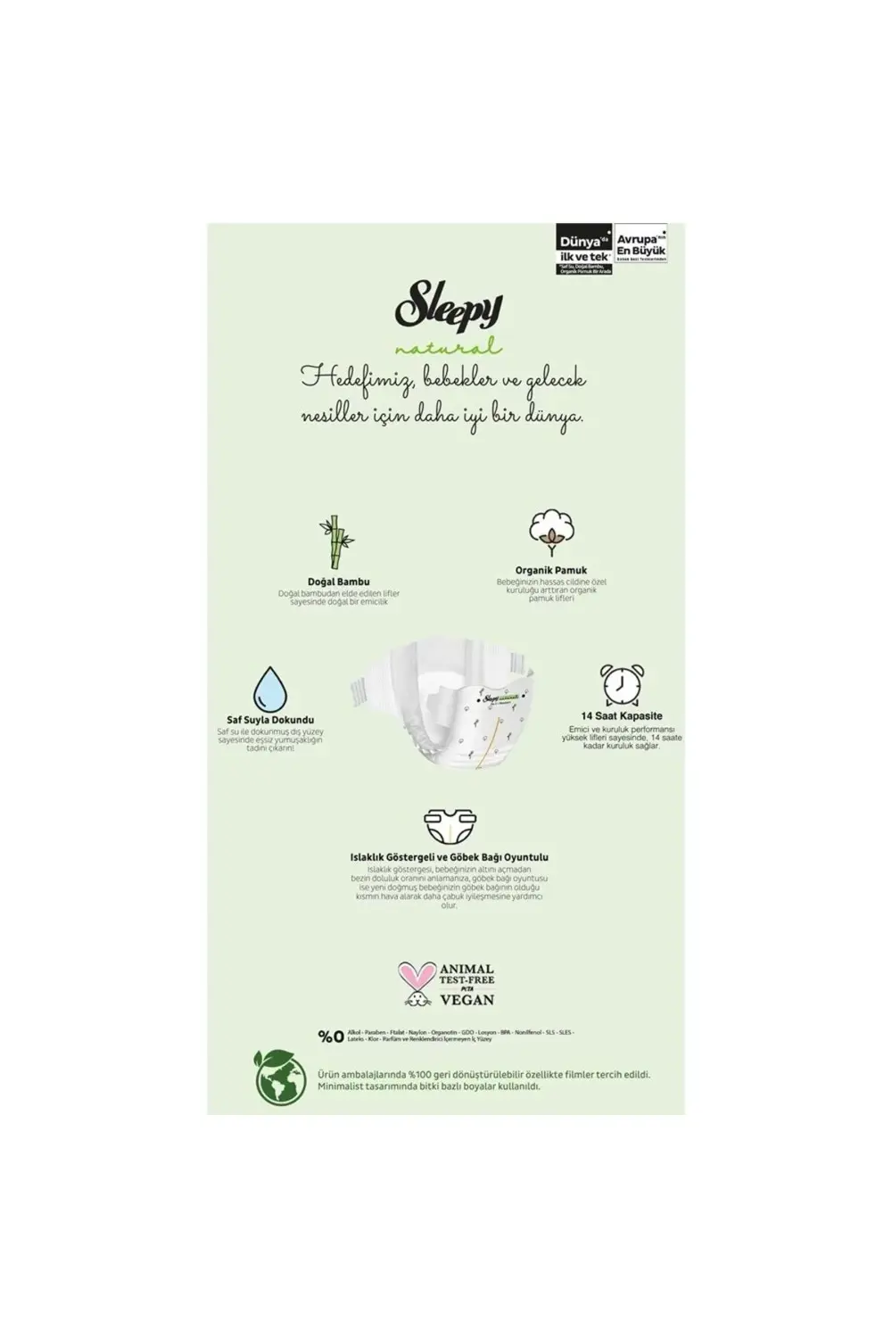 Sleepy Natural Bebek Bezi Gross Paket 2 Beden 3-6 Kg 100 Adet