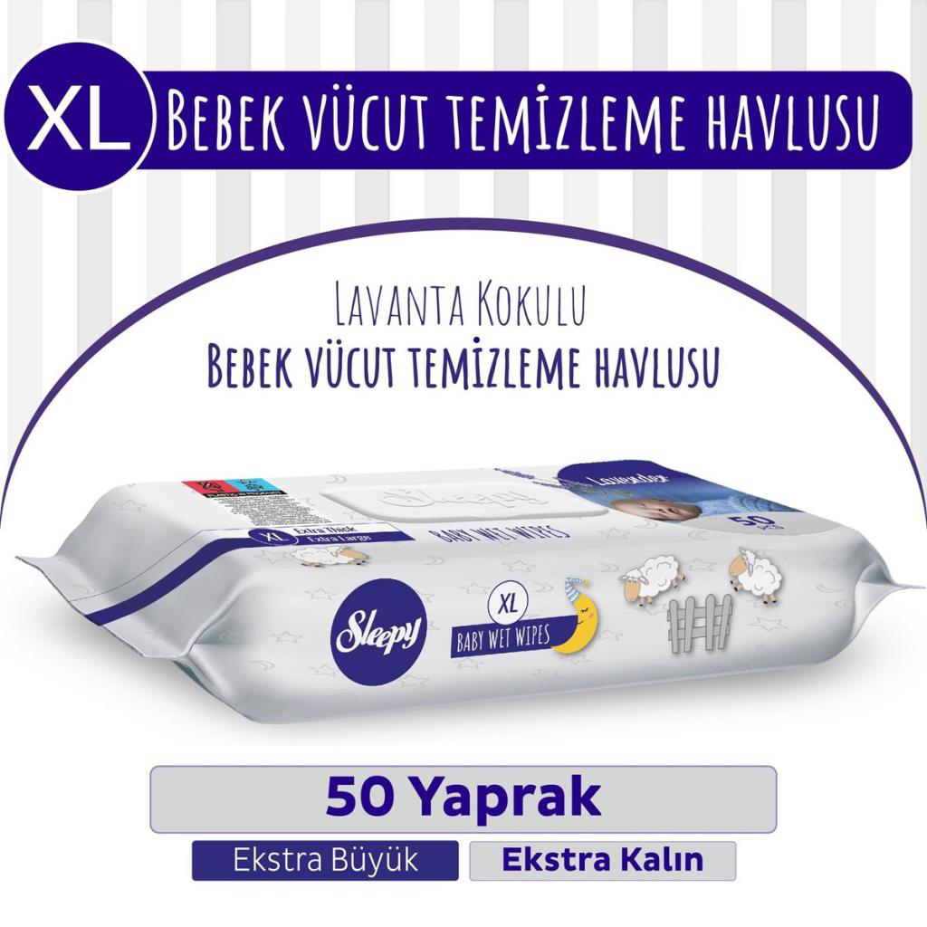 Sleepy XL Lavanta Kokulu Bebek Vücut Temizleme Mendili 50 Yaprak Sleepy XL Lavanta Kokulu Bebek Vücut Temizleme Mendili 50 Yaprak