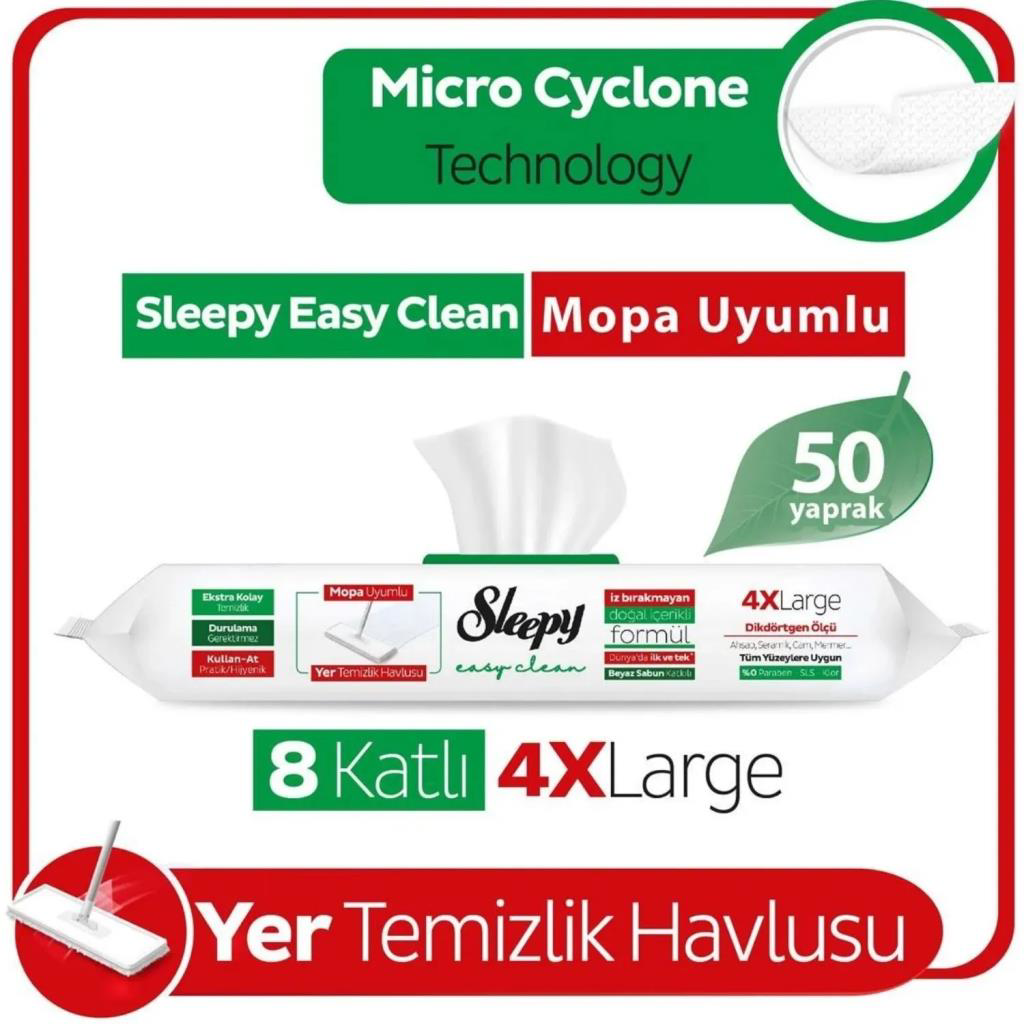 Sleepy Yer Temizlik Havlusu Mop Uyumlu 50 Adet Beyaz Sabun Sleepy Yer Temizlik Havlusu Mop Uyumlu 50 Adet Beyaz Sabun