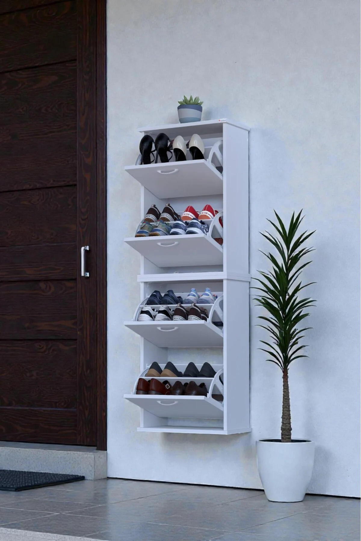 Slim 4 Düşer Kapaklı 52 cm Beyaz Asma Ayakkabılık Kapı Önü/Antre Slim 4 Düşer Kapaklı 52 cm Beyaz Asma Ayakkabılık Kapı Önü/Antre