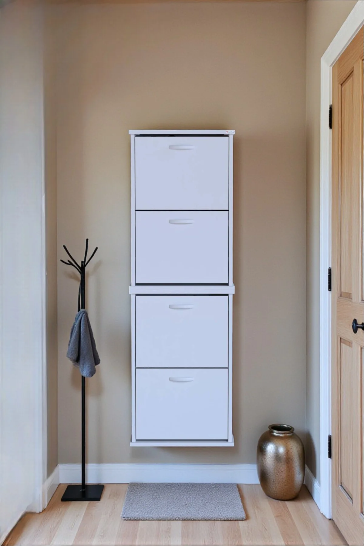 Slim 4 Düşer Kapaklı 52 cm Beyaz Asma Ayakkabılık Kapı Önü/Antre Slim 4 Düşer Kapaklı 52 cm Beyaz Asma Ayakkabılık Kapı Önü/Antre