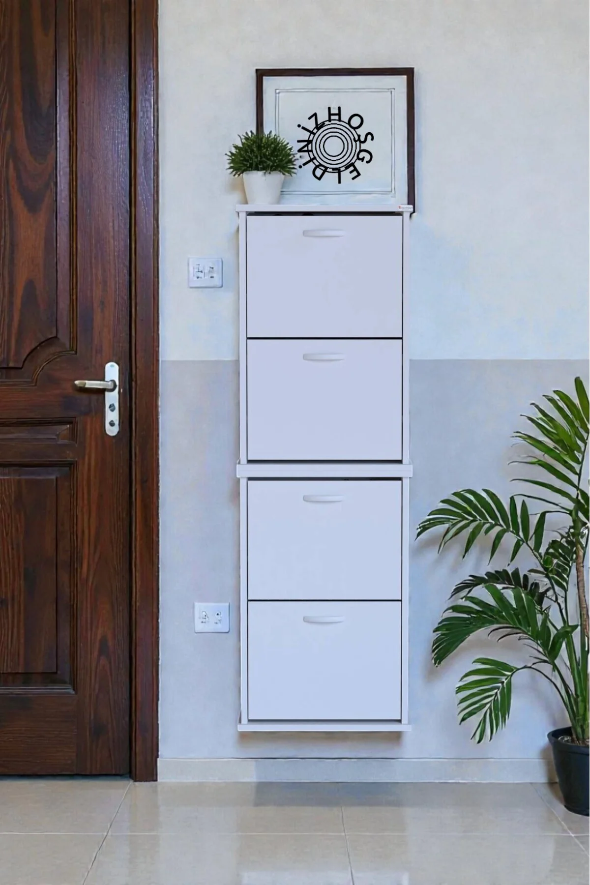 Slim 4 Düşer Kapaklı 52 cm Beyaz Asma Ayakkabılık Kapı Önü/Antre Slim 4 Düşer Kapaklı 52 cm Beyaz Asma Ayakkabılık Kapı Önü/Antre
