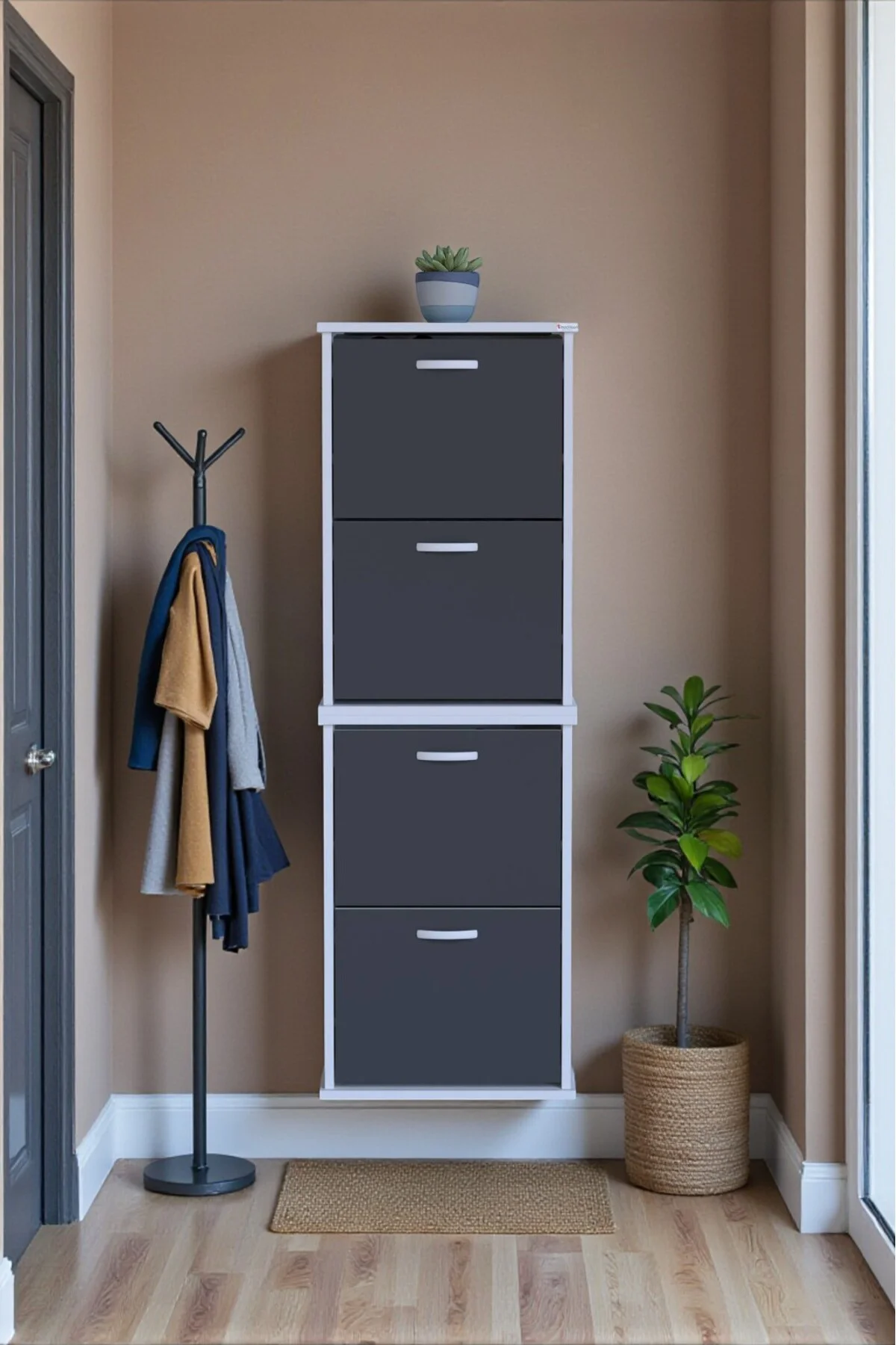 Slim 4 Düşer Kapaklı 52 cm Antrasit Asma Ayakkabılık Kapı Önü/Ant Slim 4 Düşer Kapaklı 52 cm Antrasit Asma Ayakkabılık Kapı Önü/Ant