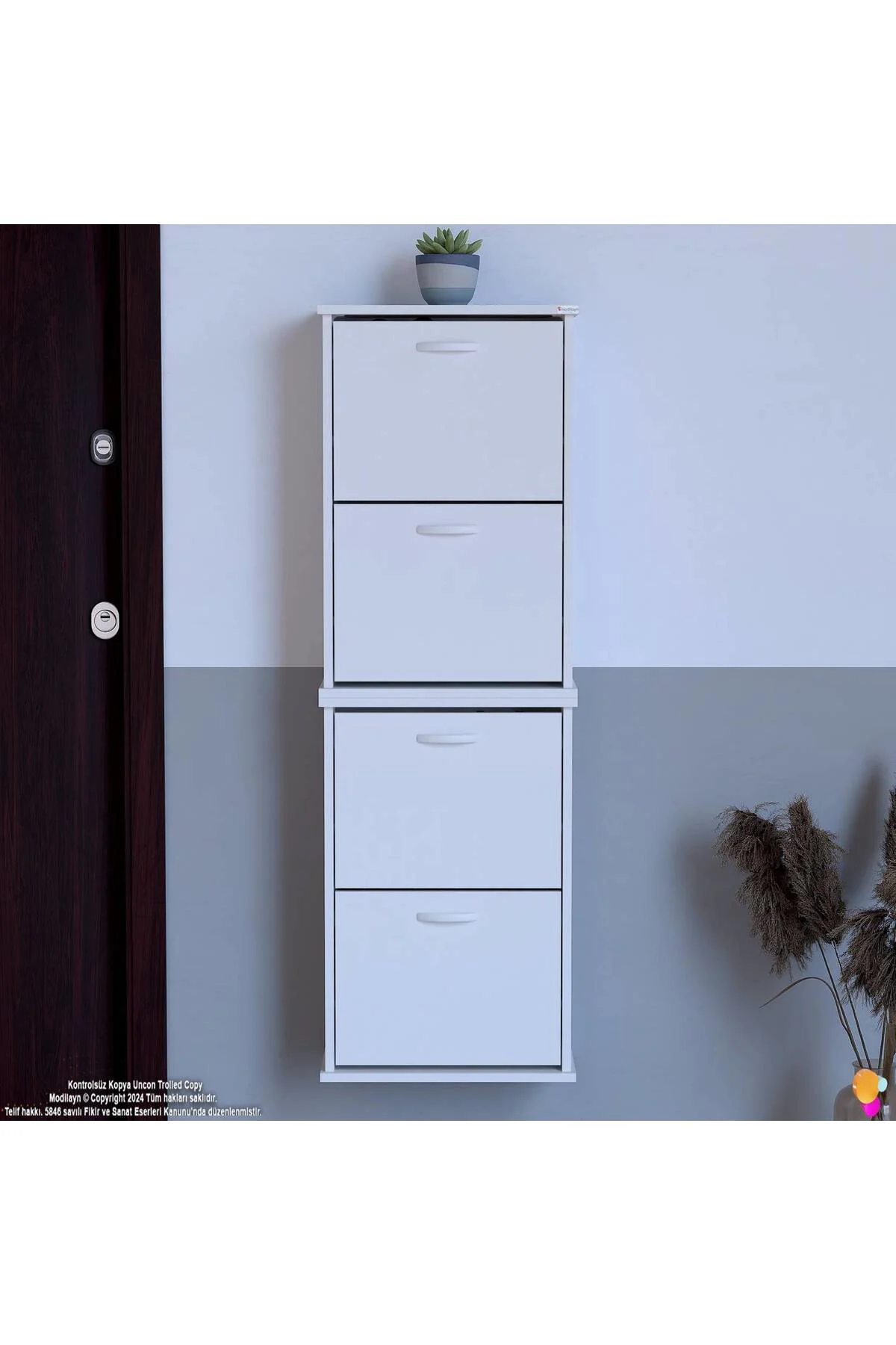 Slim 4 Düşer Kapaklı 52 cm Beyaz Asma Ayakkabılık Kapı Önü/Antre Slim 4 Düşer Kapaklı 52 cm Beyaz Asma Ayakkabılık Kapı Önü/Antre