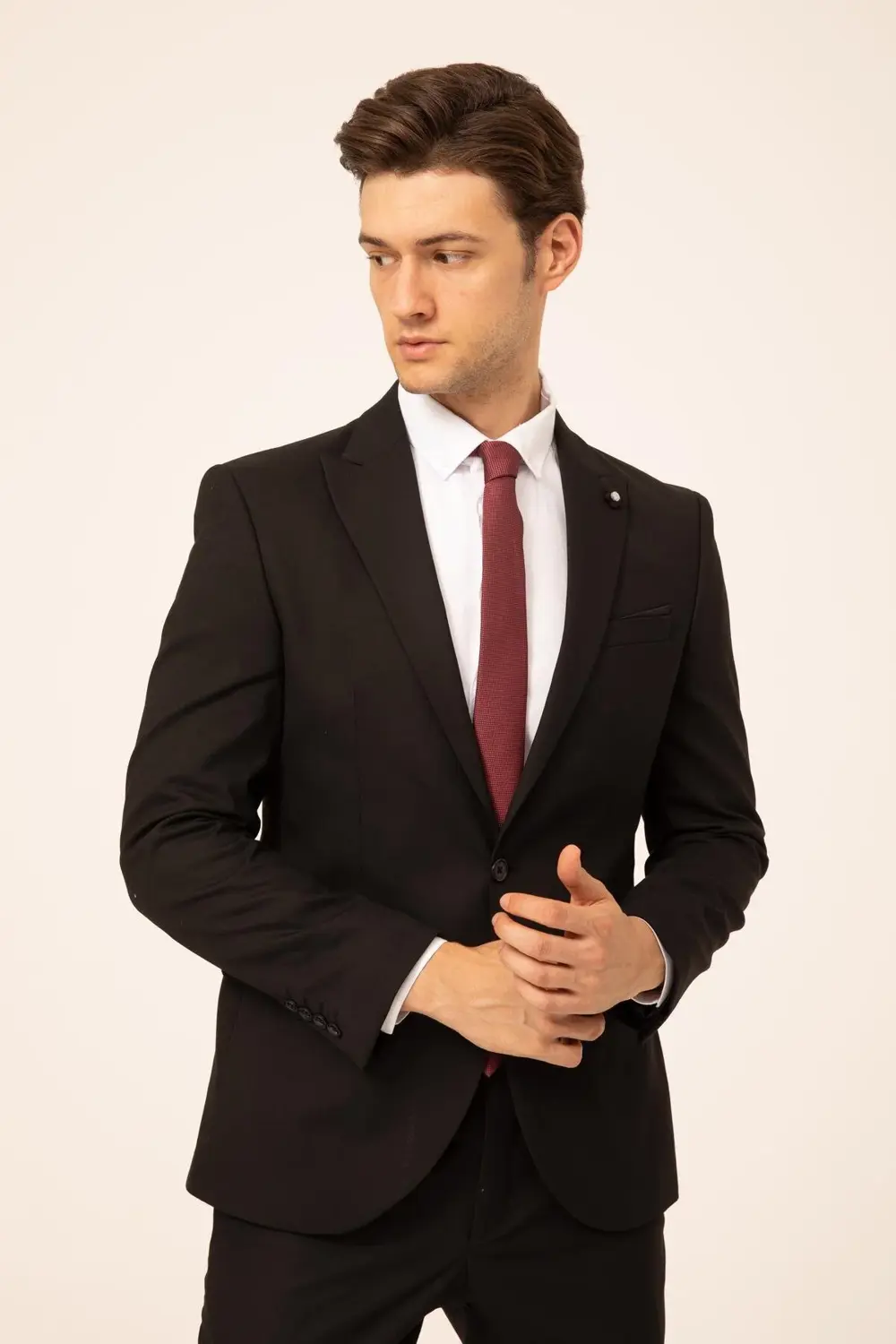 Süvari Slim Düz Takım Elbise