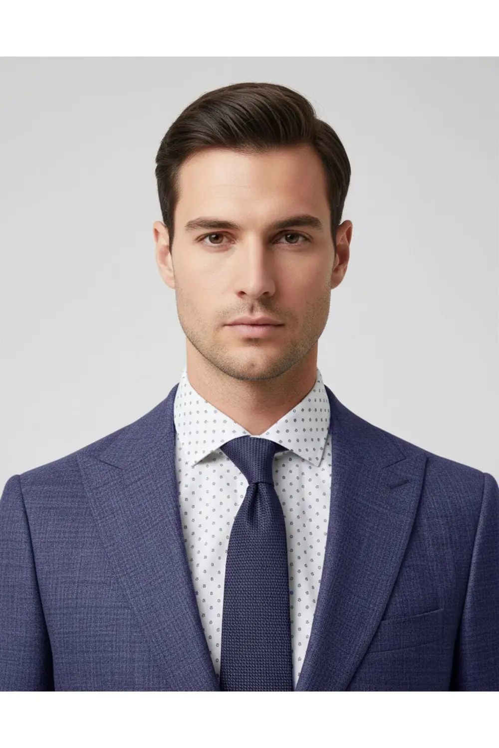 Slim Fit 6 Drop Desenli Lacivert Takım Elbise