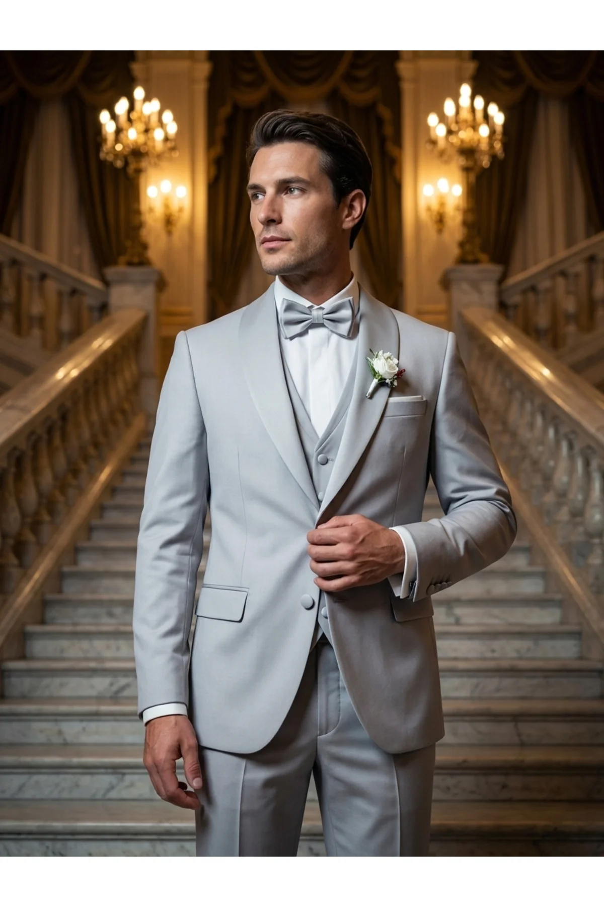 Slim Fit Armürlü Lüx Premium Gümüş Gri Smokin Damatlık Fiyatı, Yorumları ve Özellikleri