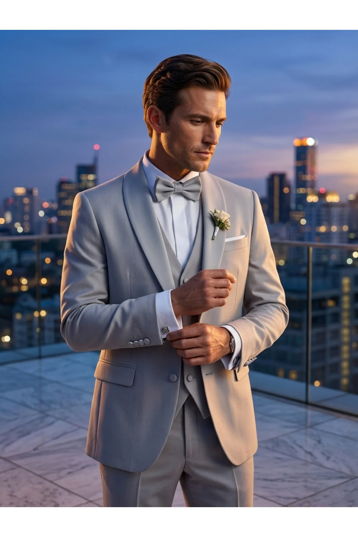 Slim Fit Armürlü Lüx Premium Gümüş Gri Smokin Damatlık Fiyatı, Yorumları ve Özellikleri