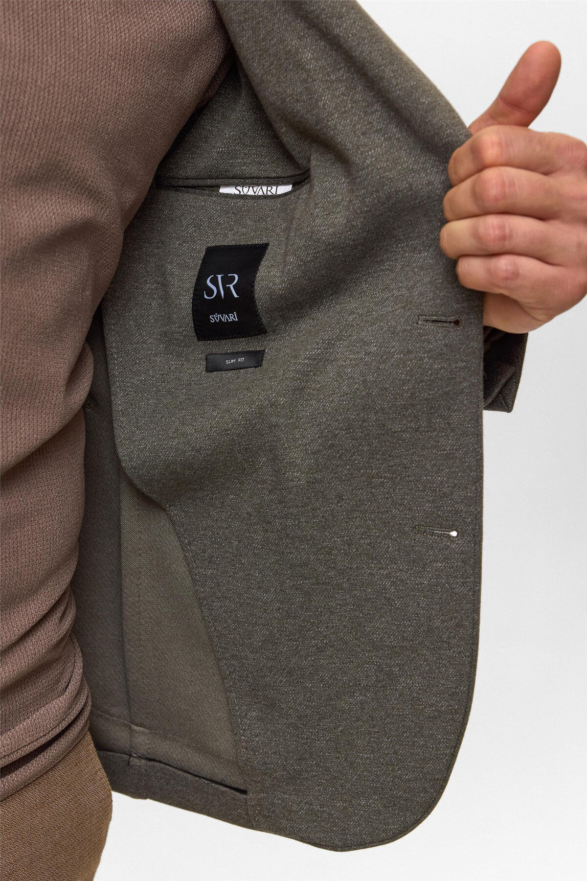 Slim Fit Haki Pamuk Tek Ceket