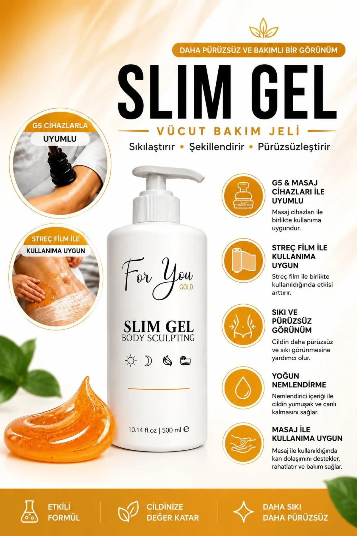 Slim Jel - Sıkılaştırıcı- Çatlak Karşıtı Ve Selülit Kremi - Yakan Jel 500ml