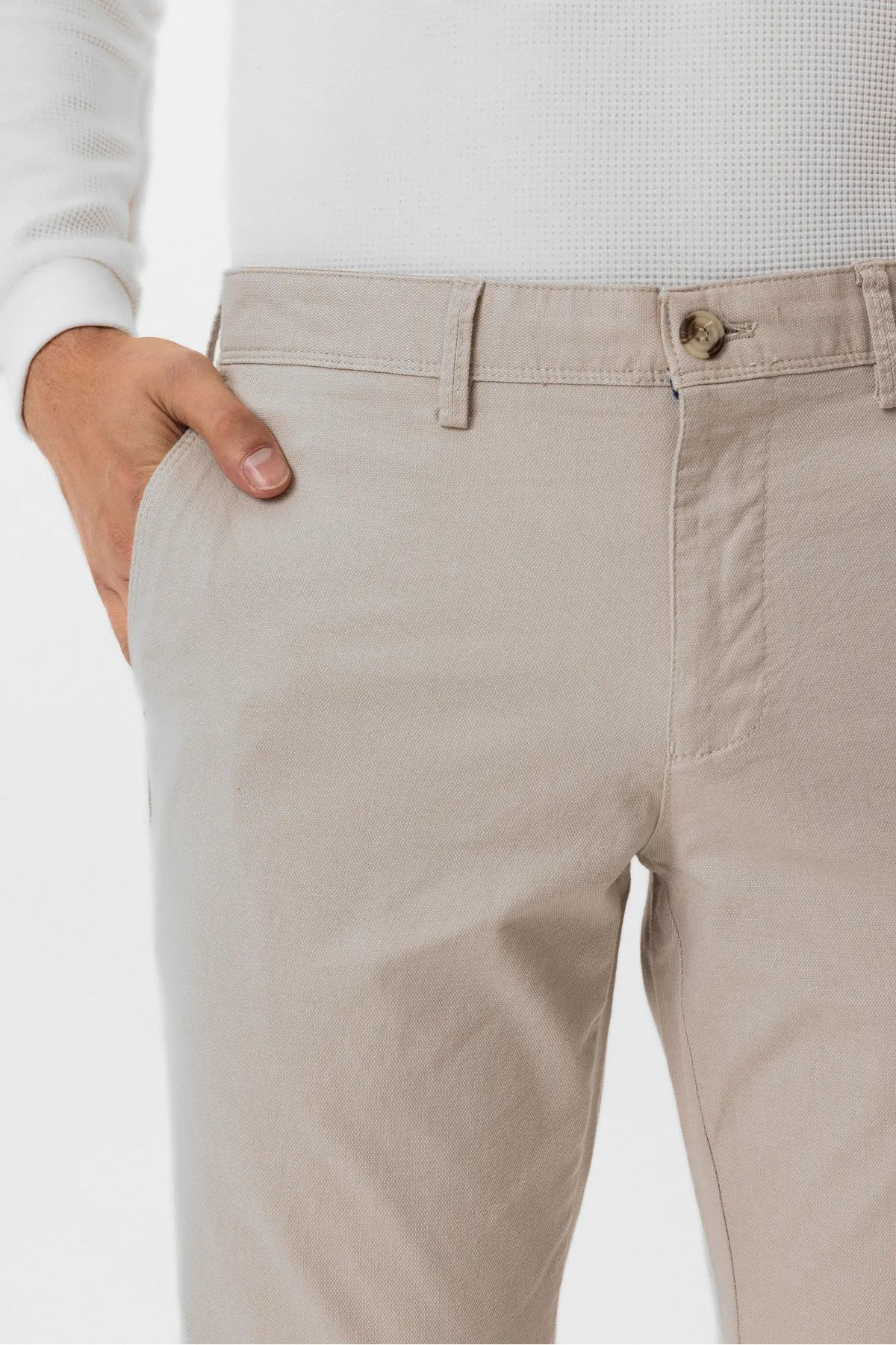 Süvari Slim Kalıp Armürlü Erkek Kanvas Pantolon Pn2020500619 Bej