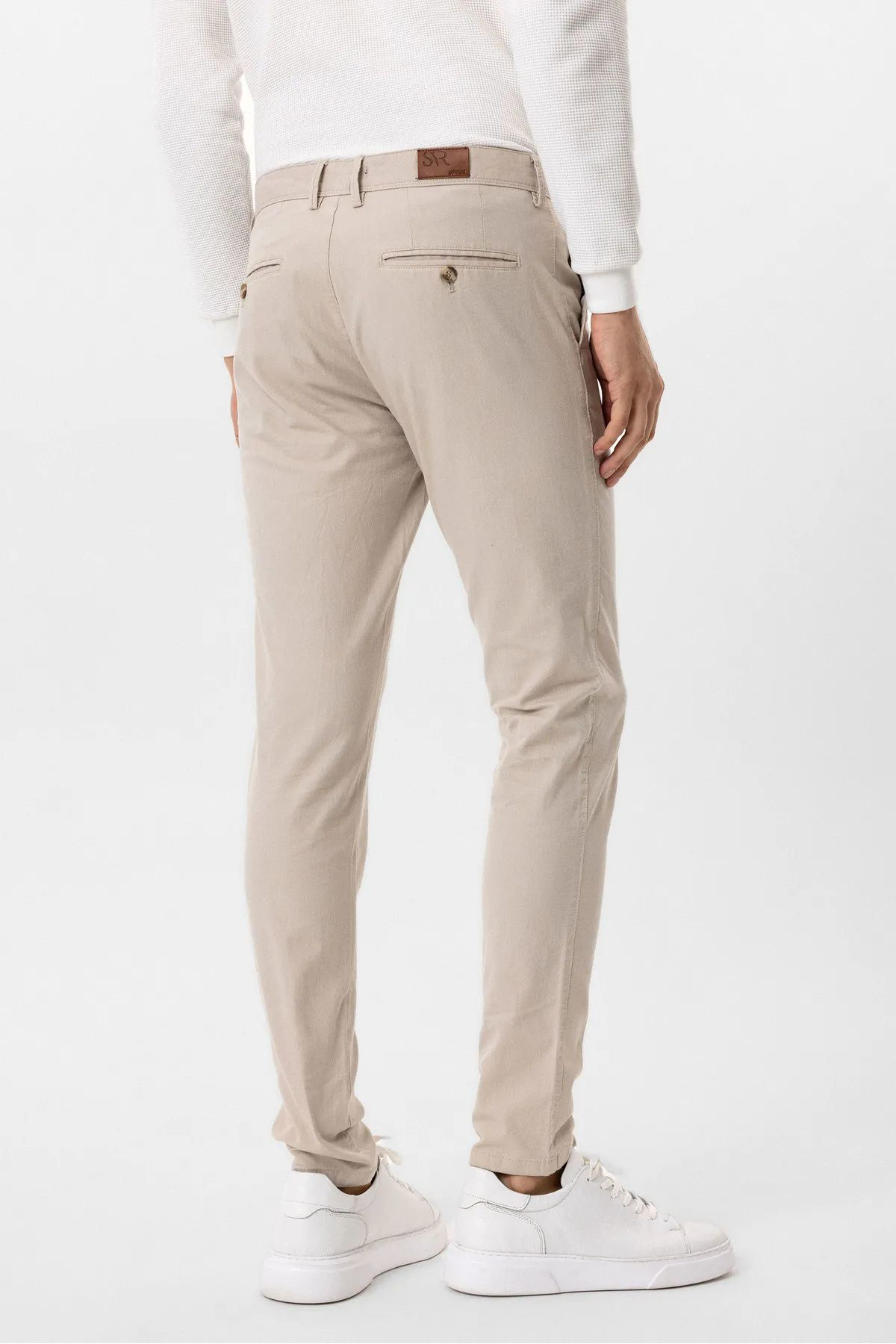 Süvari Slim Kalıp Armürlü Erkek Kanvas Pantolon Pn2020500619 Bej