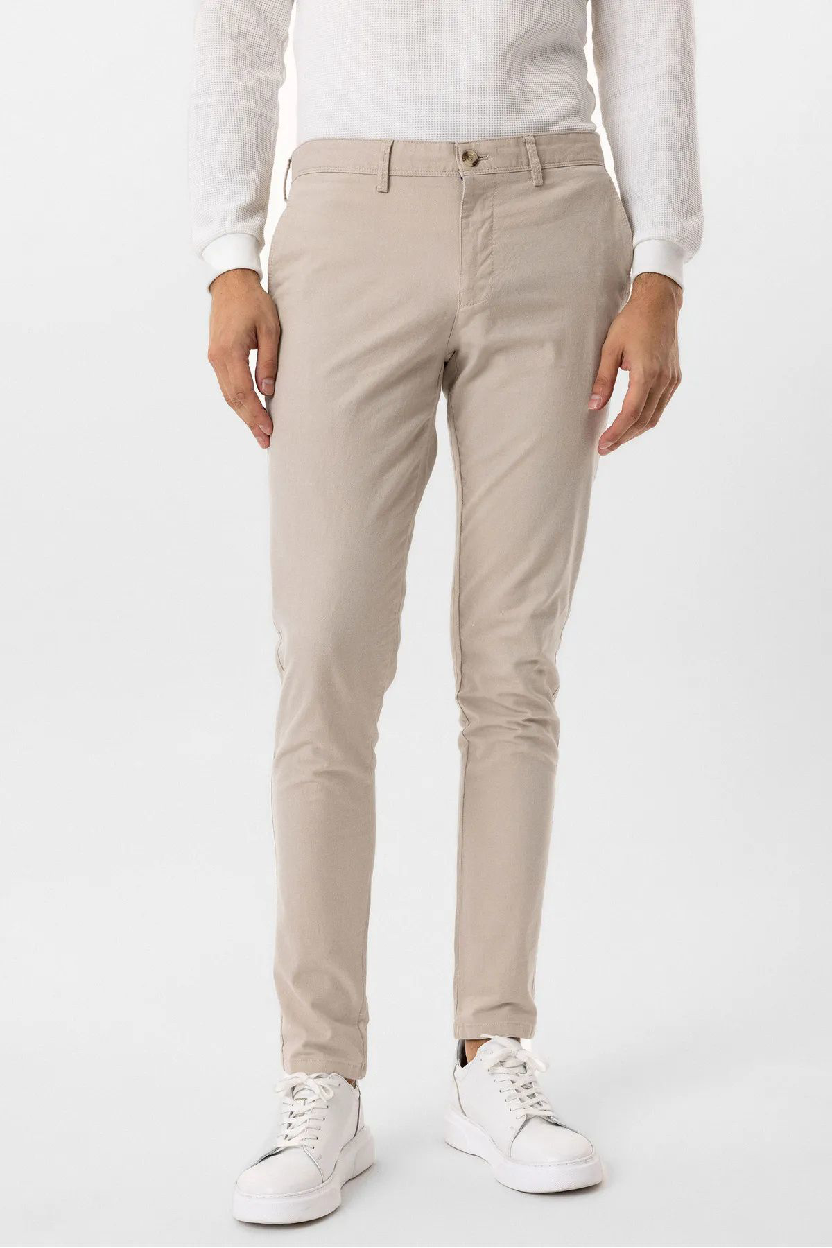 Süvari Slim Kalıp Armürlü Erkek Kanvas Pantolon Pn2020500619 Bej