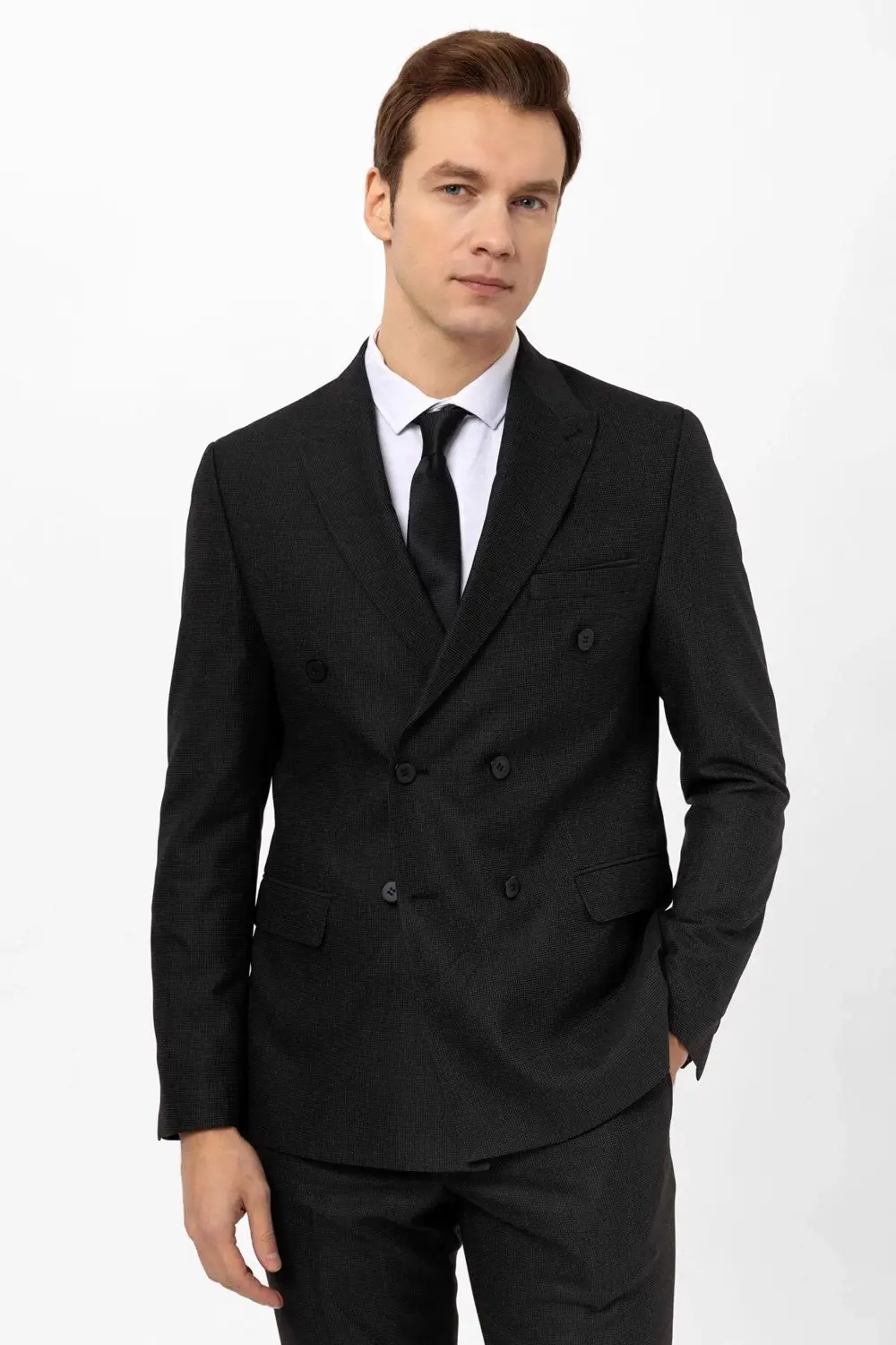 Slim Kalıp Armürlü Takım Elbise