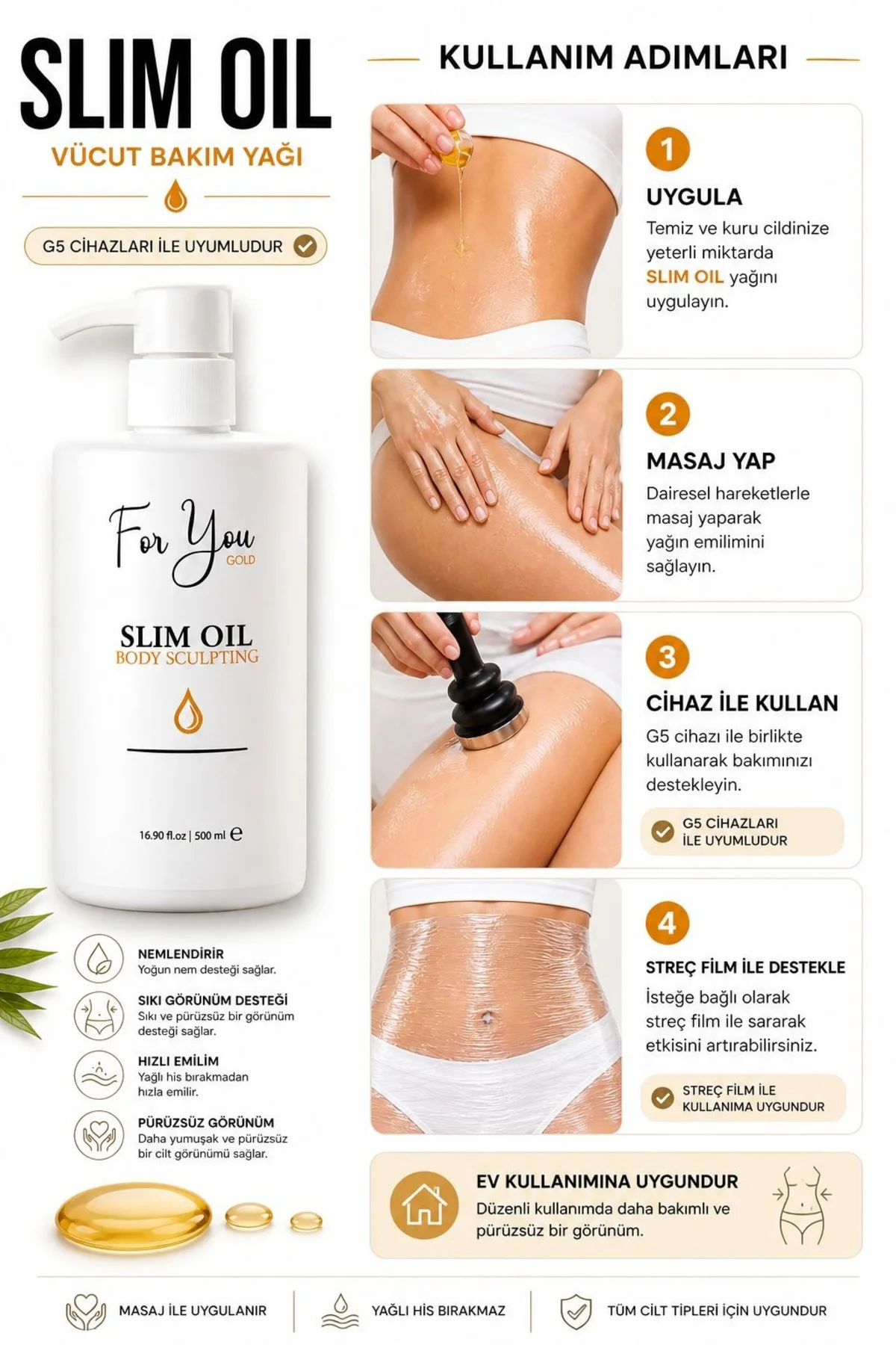 Slim Oil (Slim Yağ) Masaj Yağ - Sıkılaştırıcı - Çatlak Karşıtı Se
