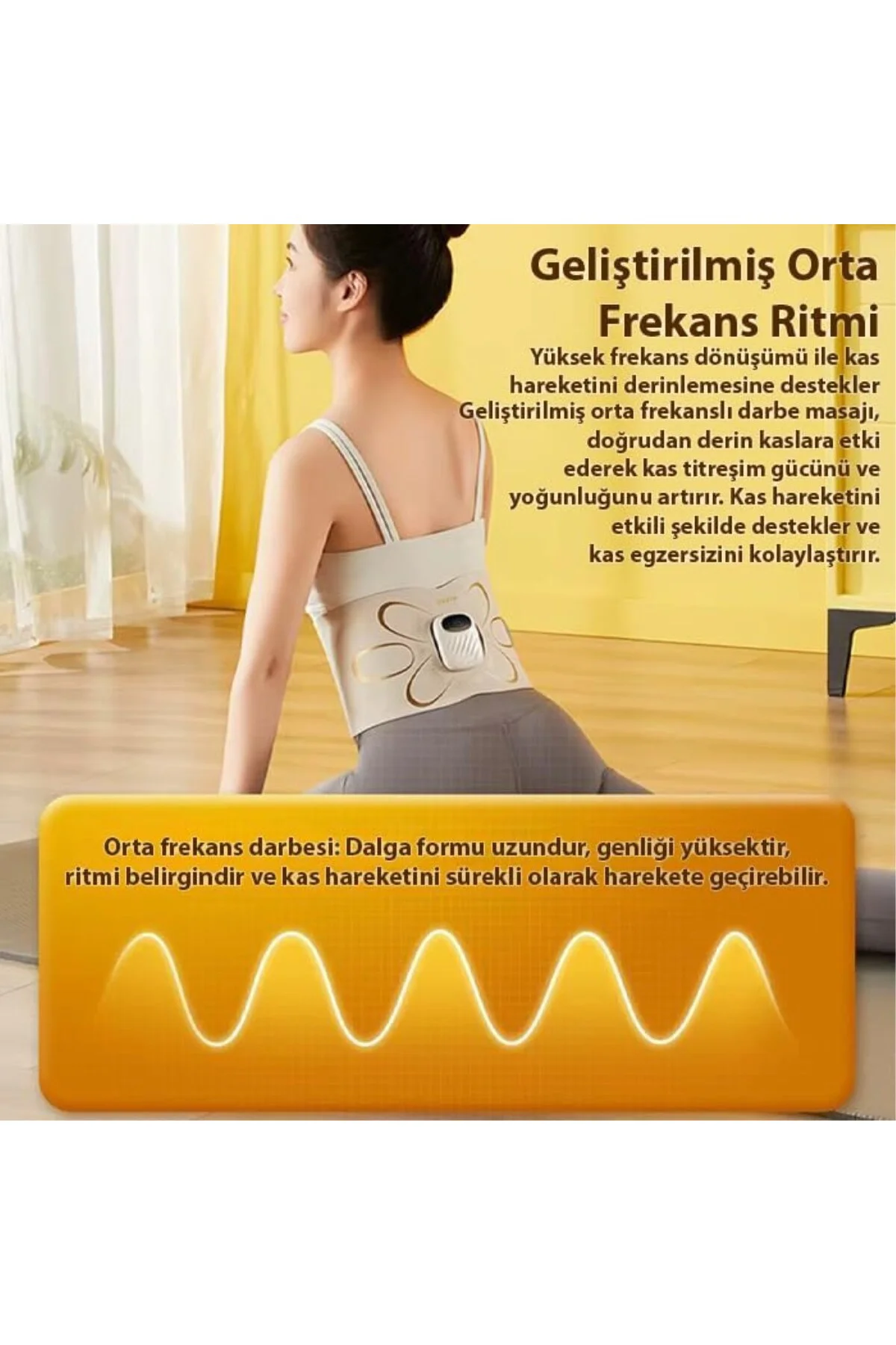 SlimBelt Pro EMS Isıtmalı Bel ve Karın Masaj + Egzersiz Kemeri – Dijital Ekranlı, Şarjlı, 3