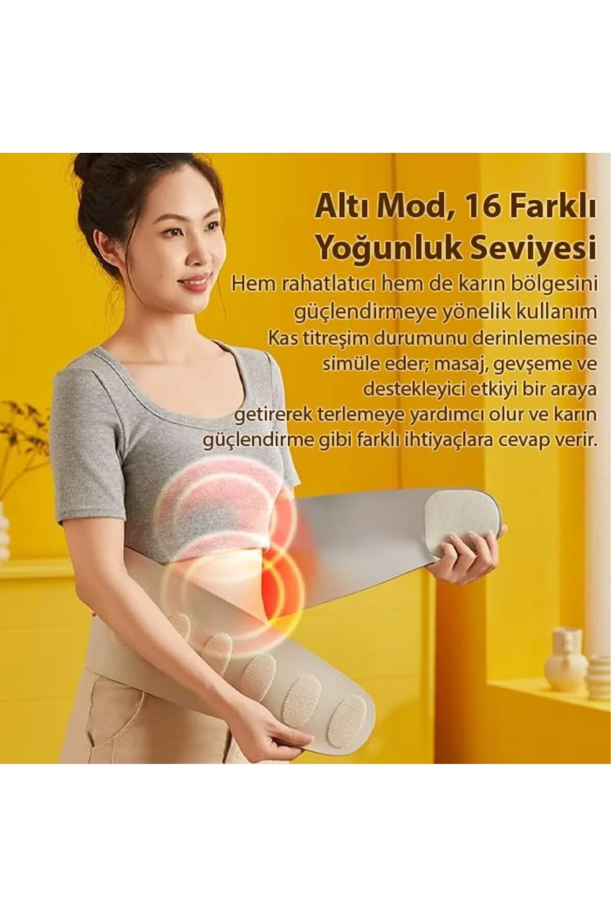 SlimBelt Pro EMS Isıtmalı Bel ve Karın Masaj + Egzersiz Kemeri – Dijital Ekranlı, Şarjlı, 3